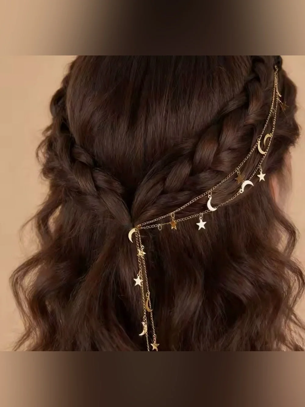 Gold Moon & Star Layered Hair Accessories Hair Brooch Pin